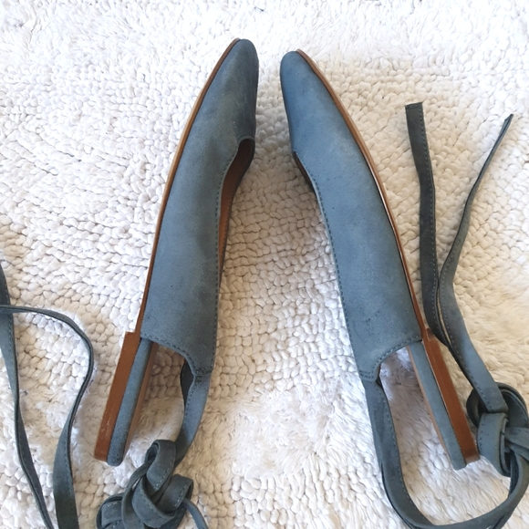Madewell blue ballet lace-up straps flat suede US 6 Preowned excellent - Picture 3 of 7